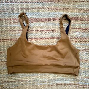 Left on Friday Double Scoop Top, Size M, Tan Lines (Brown)